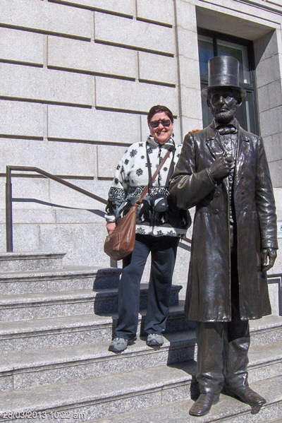 Standing by the Abe Lincoln statue, NYC