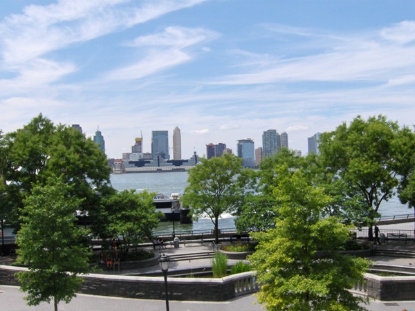 Waterfront as seen from the Irish Hunger Memorial, NYC